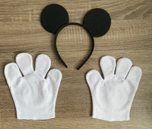 Lade das Bild in den Galerie-Viewer, Kostüm Mickey Mouse, Hemd, Maus Ohren Haarreif und Handschuhe, 80