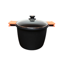 Lade das Bild in den Galerie-Viewer, Topf, hoher Kochtopf, druckgegossenem Aluminium mit Deckel aus Glas, BRA,ø 28 cm