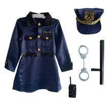 Lade das Bild in den Galerie-Viewer, Kostüm Polizei Polizistin Kinder mit Zubehöre, ReliBeauty, 110