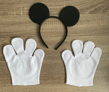 Lade das Bild in den Galerie-Viewer, Kostüm Mickey Mouse, Hemd, Maus Ohren Haarreif und Handschuhe, 80
