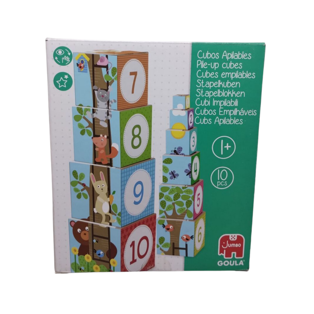 Würfel zum Stapeln, Stapelturm mit bunten Tiermotiven,Jumbo Spiel