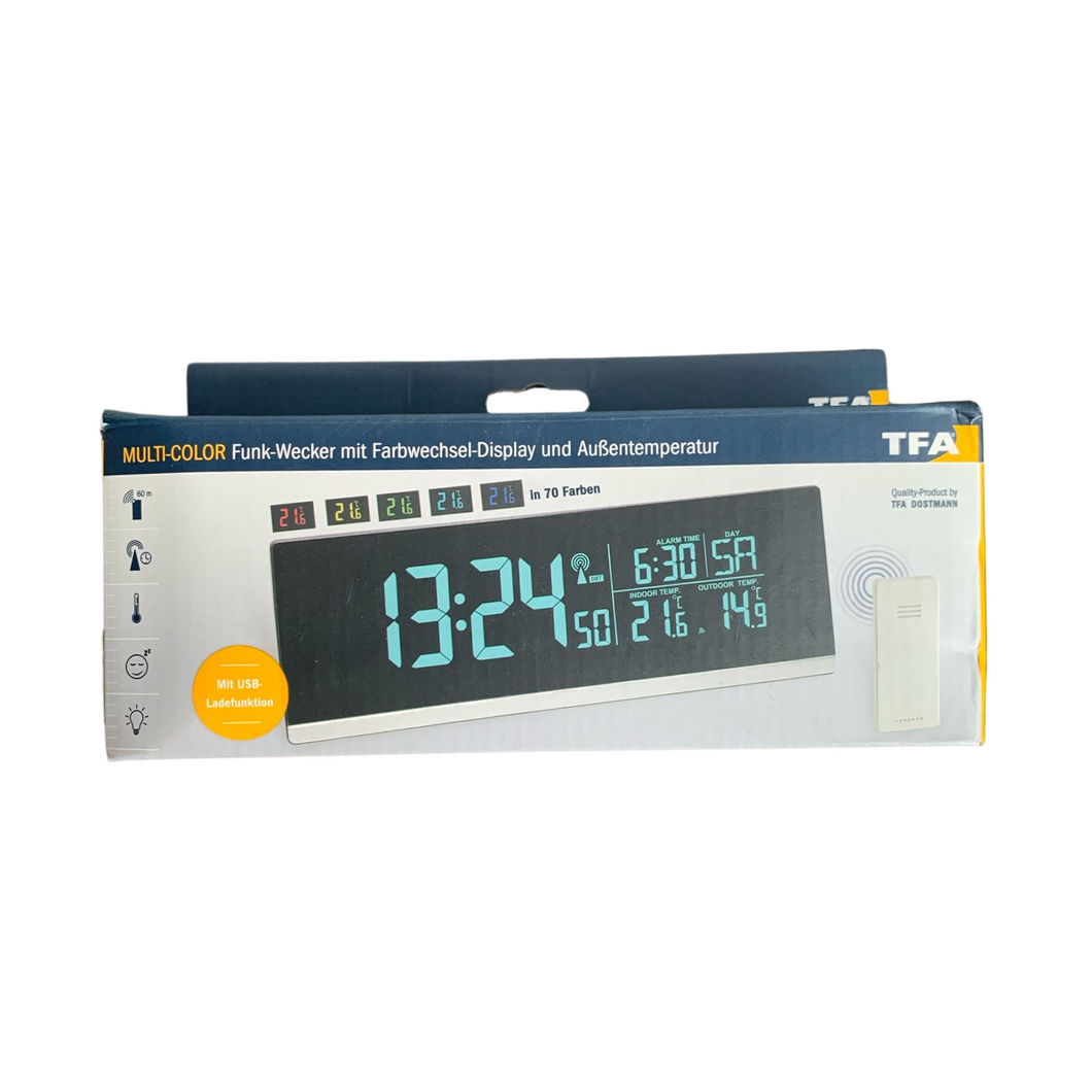 TFA Dostmann Multi-Color Digitaler Funk-Wecker mit Farbwechsel