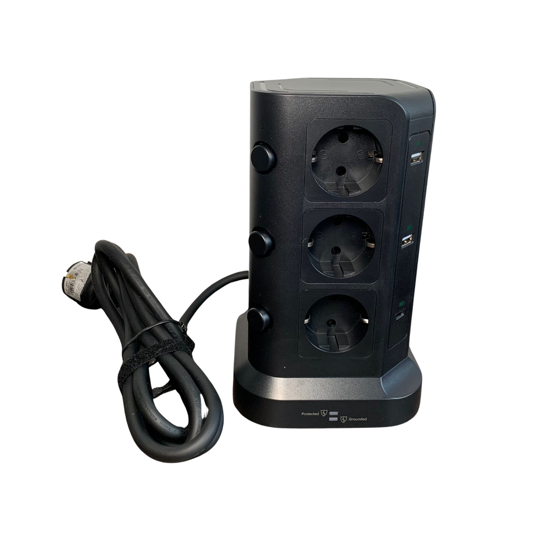 KOOSLA 12 Fach Steckdosenleiste (3680W/16A), 6 USB Mehrfachsteckdose