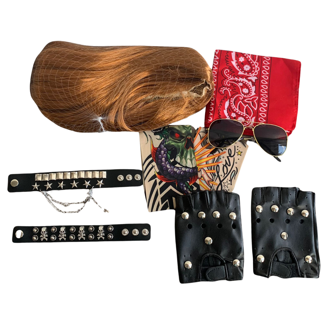 Zubehör Kostüm Punk Gothic Rocker Kit 70er 80er 90er Schwermetall Disco