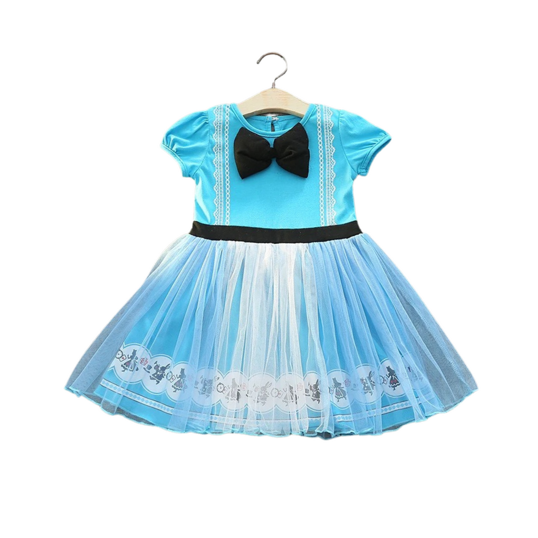 Kostüm Kinderkostüm Alice im Wunderland, Kleid mit Schleife, 110