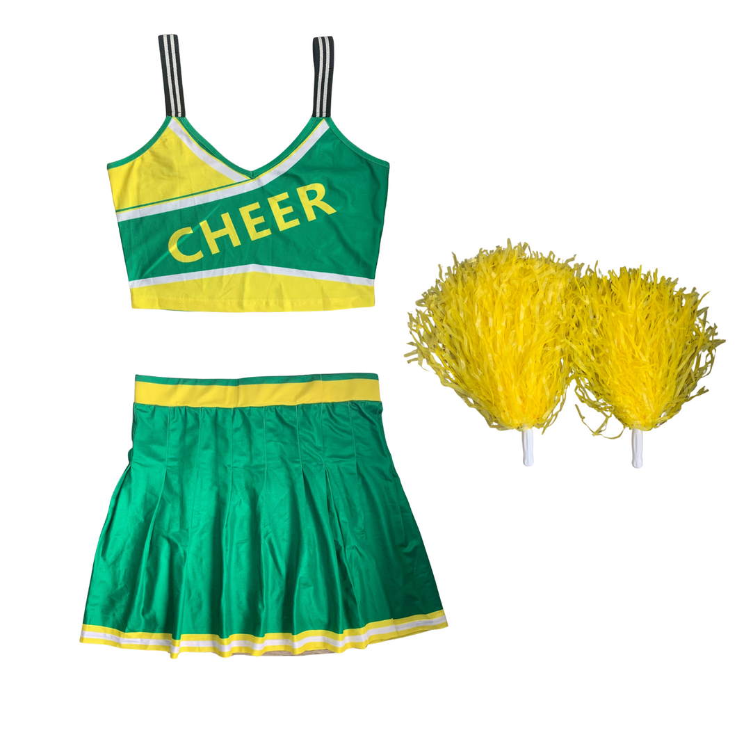 Kostüm Cheerleader, Outfit mit Pompons, Cheerleading-Kostüm, M