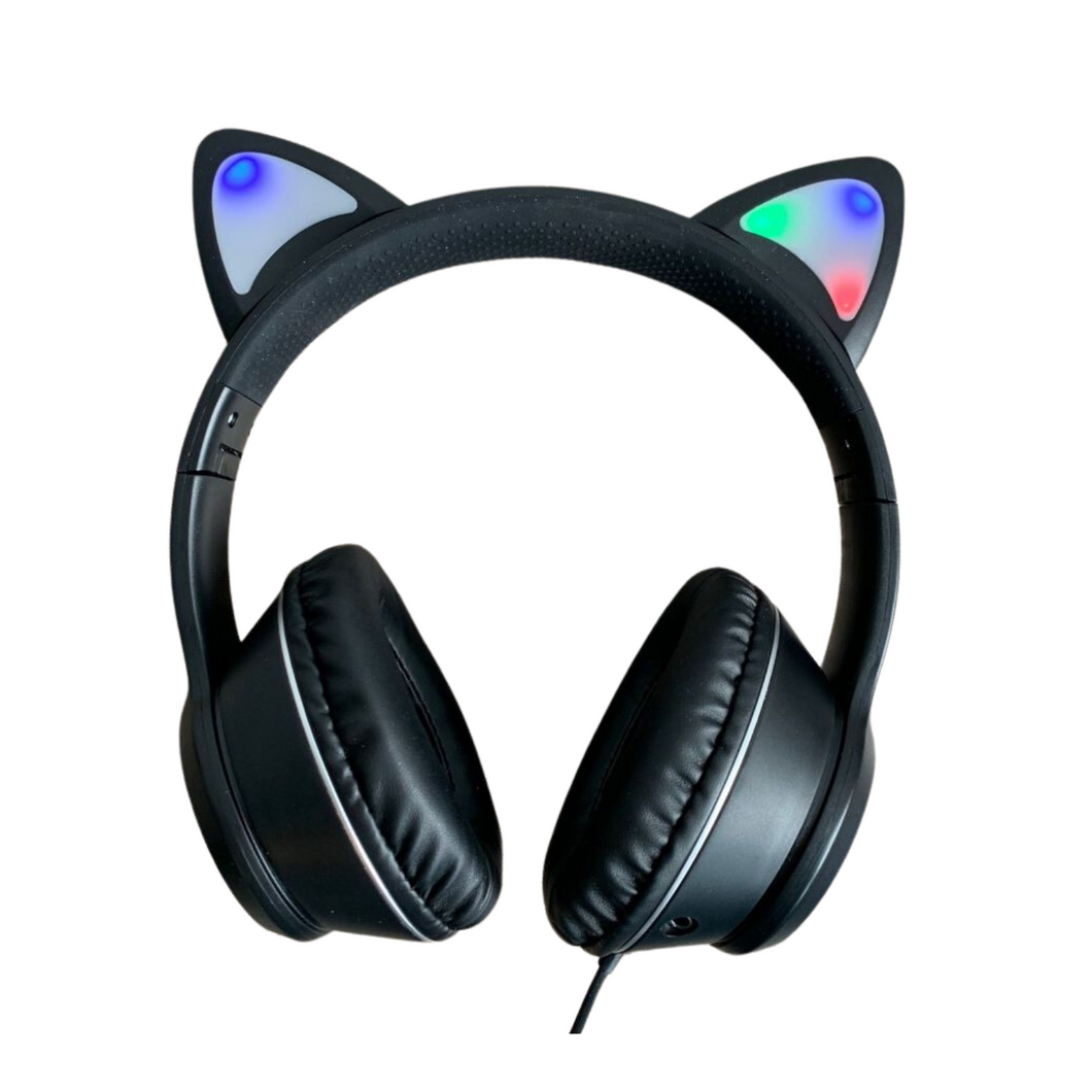 LED-Katzenohr-Kopfhörer, Gaming-Headset, abnehmbares Mikrofon