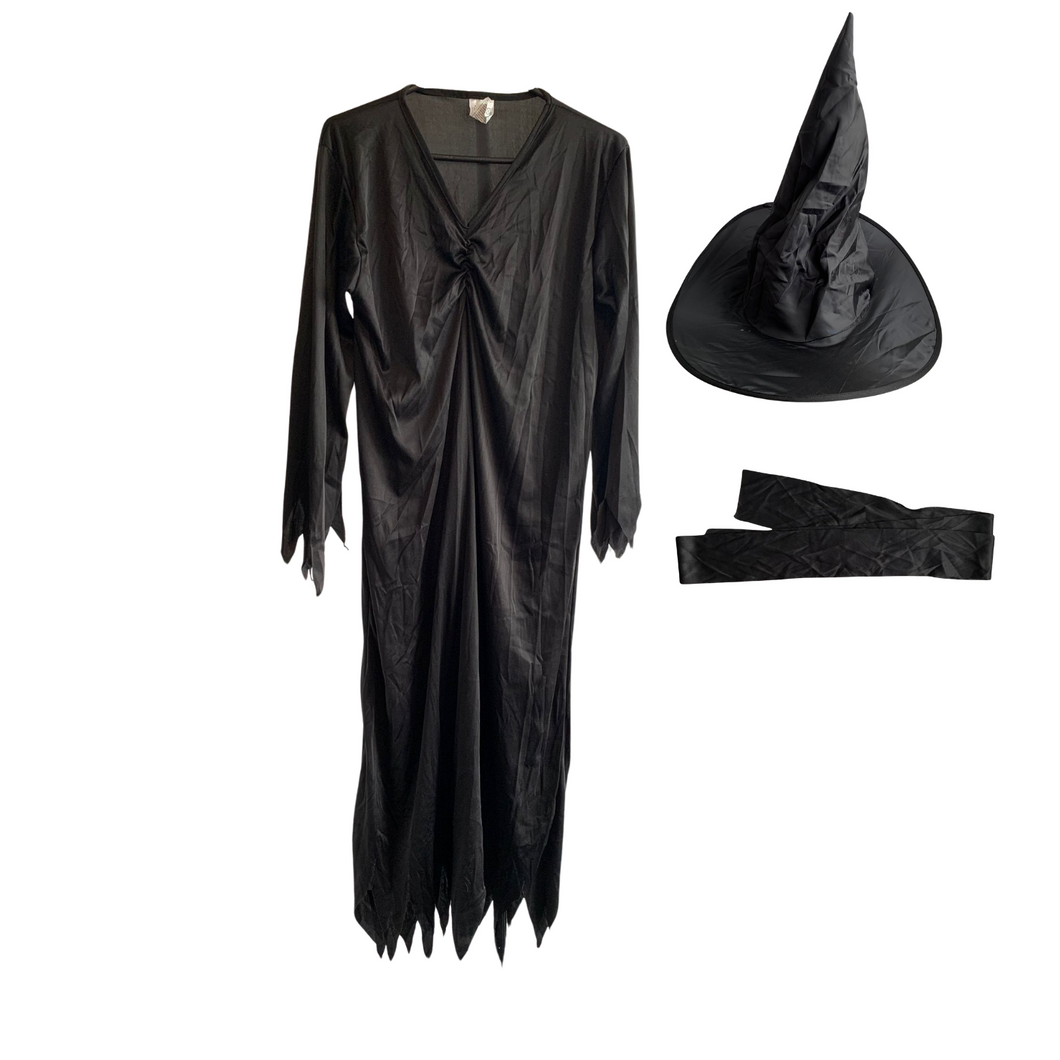 Kostüm Hexe, Kleid, Gürtel, Hut, Magierin, Widmann, M