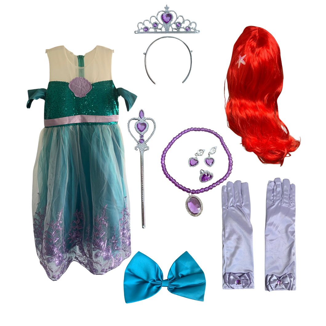 Kostüm Kinderkostüm Meerjungfrau Kleid Ariel Prinzessin, 150