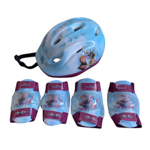 Lade das Bild in den Galerie-Viewer, Kinder Set Fahrradhelm, Helm, Ellenbogen und Knie Schoner, Eiskönigin
