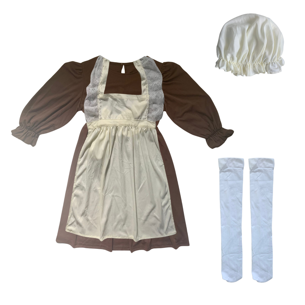 Kostüm Kinderkostüm, Kleid mit Schürze und Haube, Hausmädchen Magdkostüm, Mittelalter, M