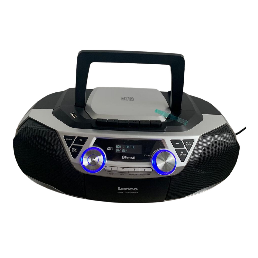 Toploader CD/MP3-Player Lenco, Boombox DAB+ - Bluetooth, FM Radio