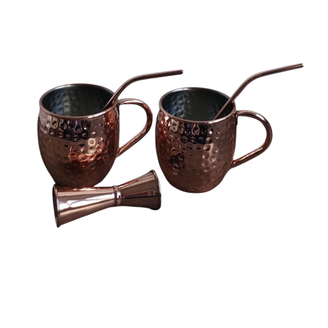 Becher 2er Set,Cocktail Tassenset mit 2 Strohhalme und ein Jigger