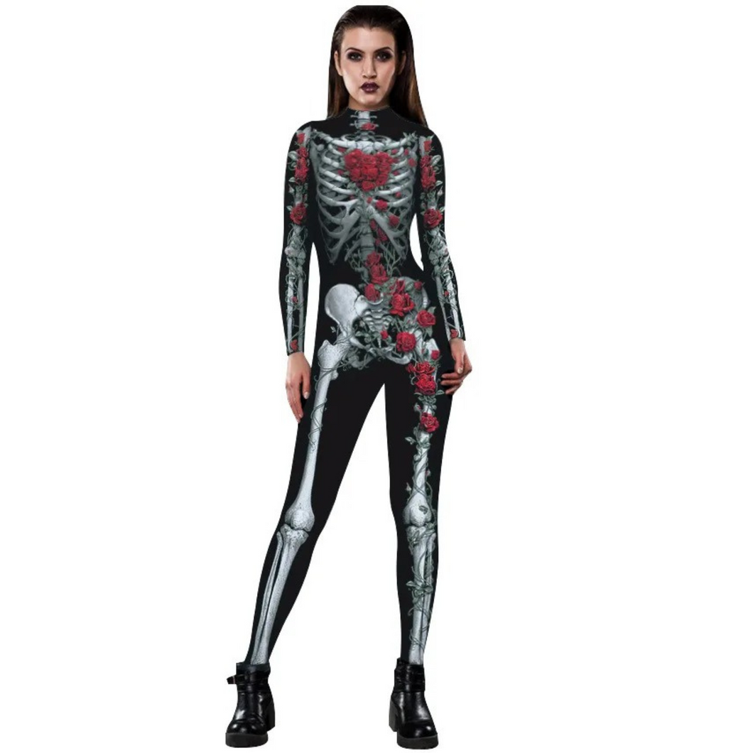 Kostüm Lady Skull Jumpsuit Skelett, M