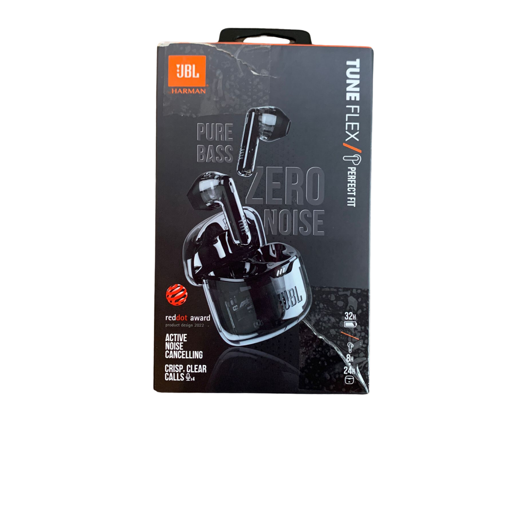 JBL Tune Flex Ghost Kopfhörer – Wasserfeste In-Ear-Kopfhörer mit Noise-Cancelling, Black Ghost