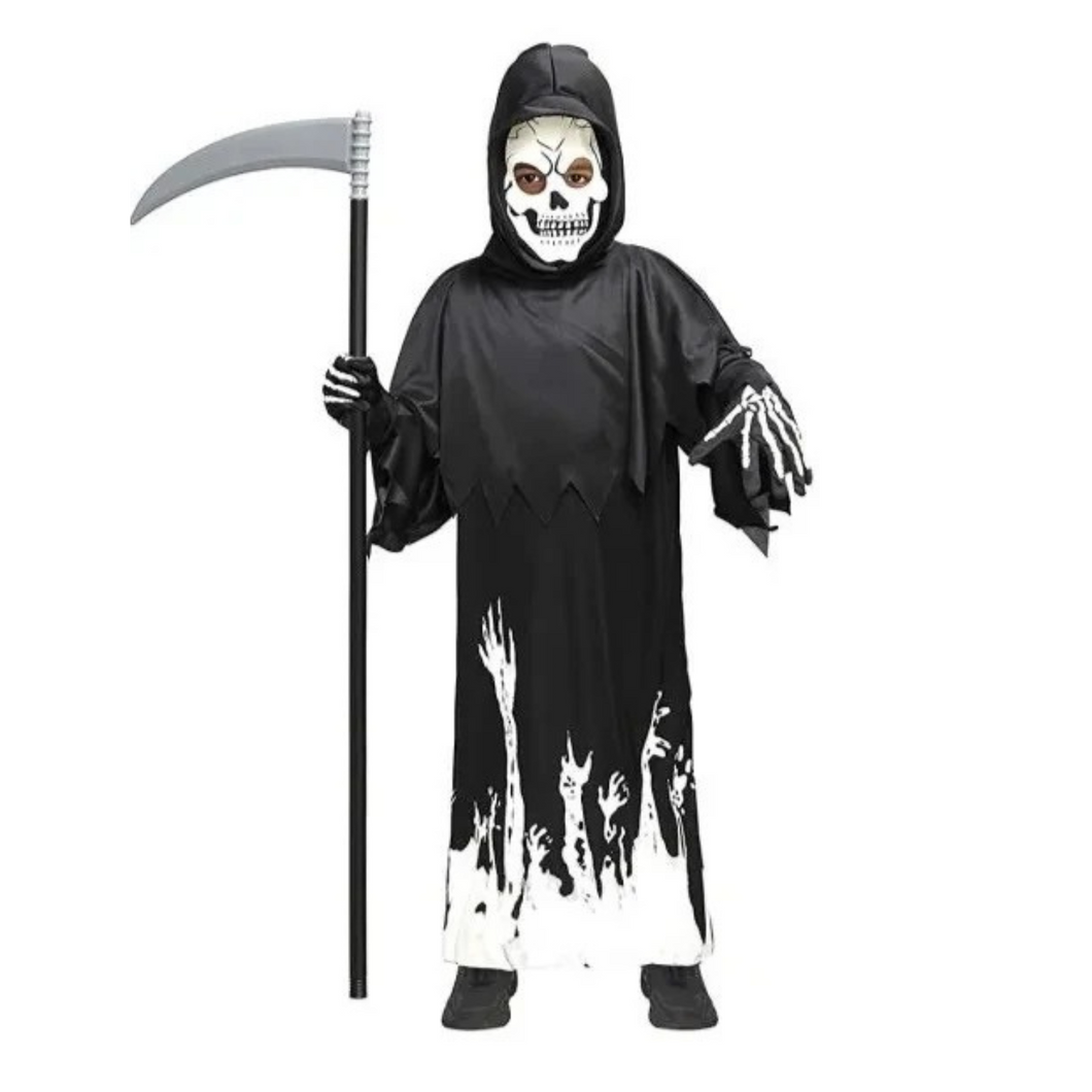 Kinderkostüm Sensenmann Scream Halloween Zombie Skelett, L