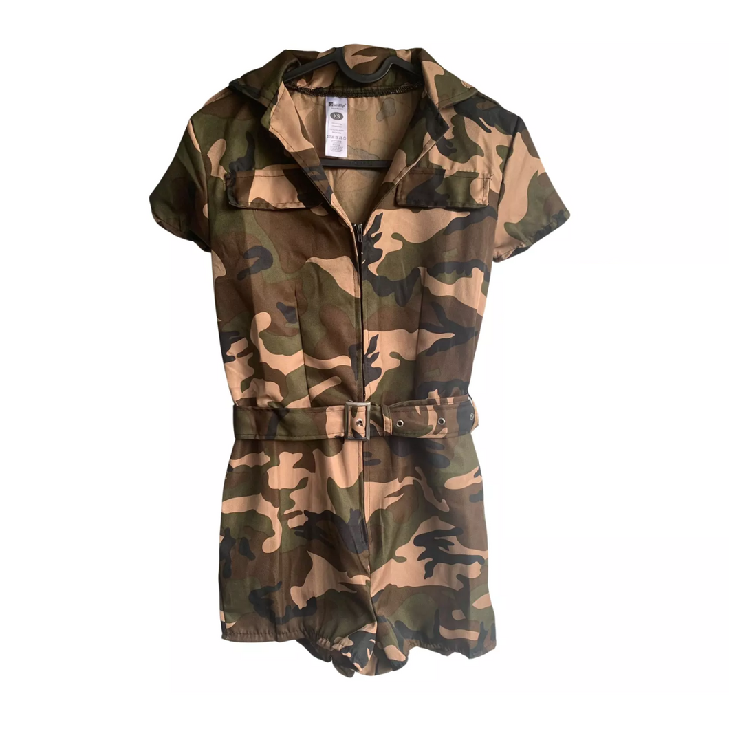 Kostüm Damen Sexy Army Girl Armee, Kurzer Jumpsuit, XS