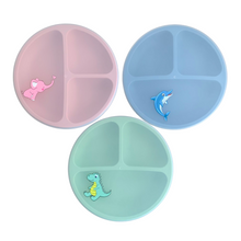 Lade das Bild in den Galerie-Viewer, Silikon Baby Teller mit Saugnapf und Deckeln, Geteilte Babyteller, NesriToy, 3 Stück
