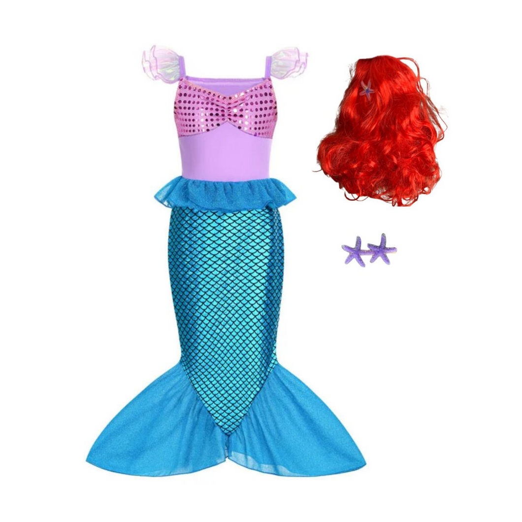 Kostüm Kinderkostüm Prinzessin Meerjungfrau Arielle, Kleid, 150