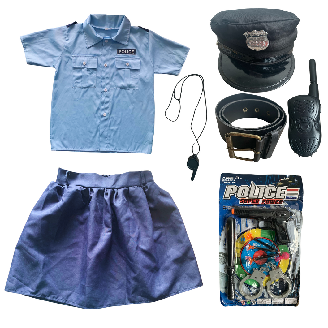 Kinderkostüm Polizistin Polizei Kostüm mit Polizei Ausrüstung, L (120-130 cm)